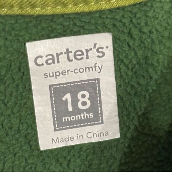 Carter's | Boys 18M Soft Fleece Green Dinosaur  Pjs Footie Winter Pajamas - Picture 7 of 13